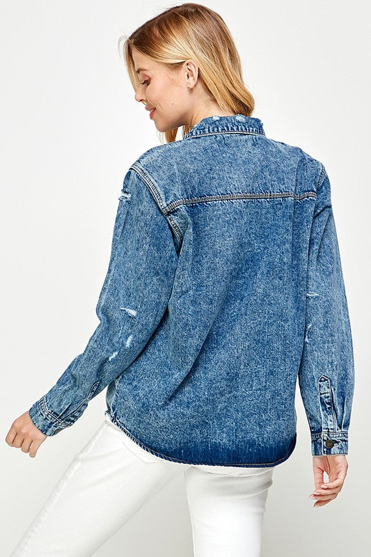 Women's Distressed Denim Shirts