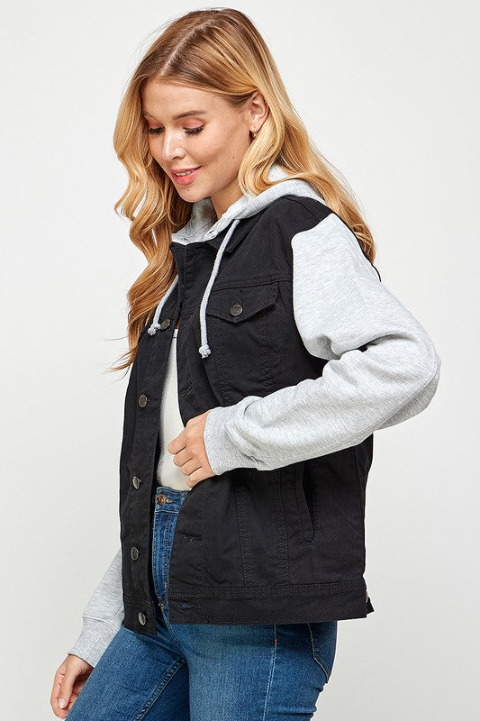 Women's Denim  Jacket with Fleece Hoodies