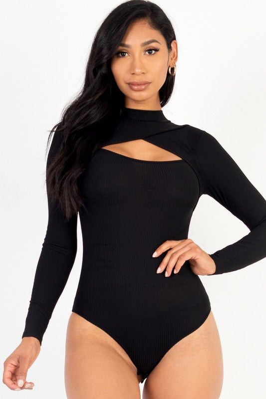 Front Cutout Long Sleeve Bodysuit