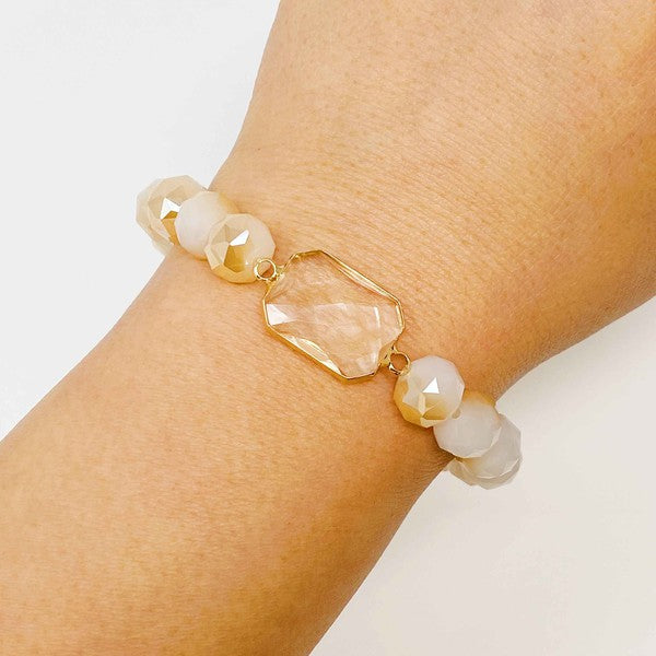 Diamond Cut Beads Stretch Bracelet