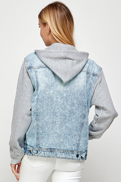 Women's Denim  Jacket with Fleece Hoodies