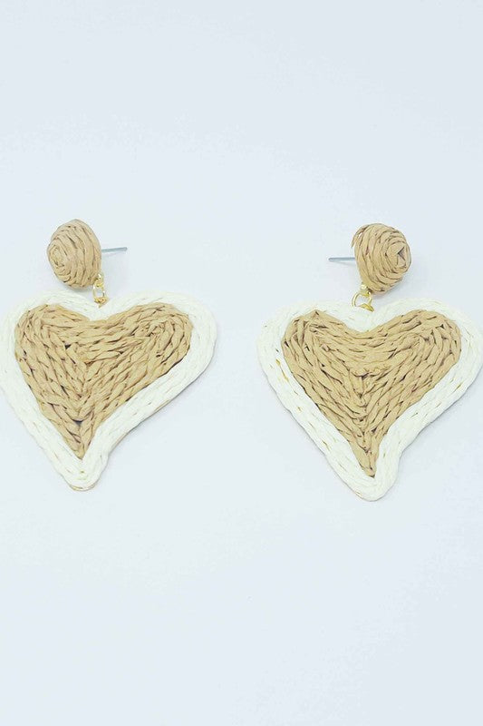 18k Gold Heart Dangle Earrings - Pretty and Fun Design in Neutral Colors