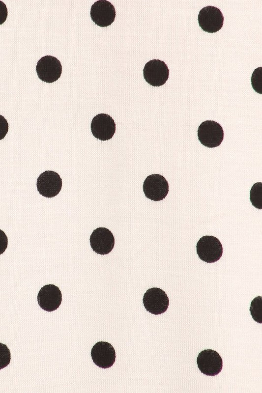 Polka Dot Tee - Relaxed Fit, Short Sleeve, Round Neck, Pocket Detailing