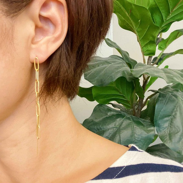 18k Gold Double Chain Drop Earrings - Stand Out with Edgy Style and Versatility