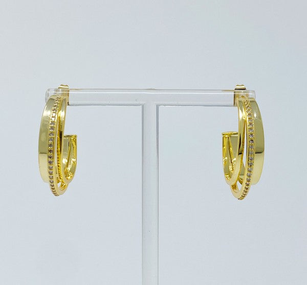 18k Gold Irene Dimensional Hoop Earrings - Stunning 3-Layered Design