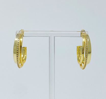 18k Gold Irene Dimensional Hoop Earrings - Stunning 3-Layered Design