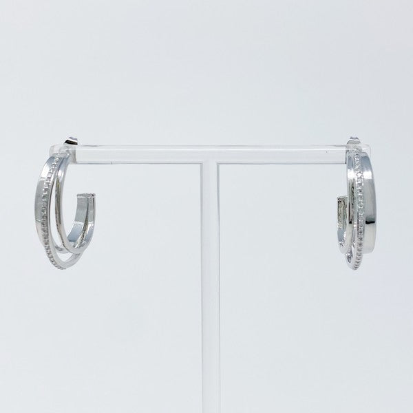 18k Gold Irene Dimensional Hoop Earrings - Stunning 3-Layered Design