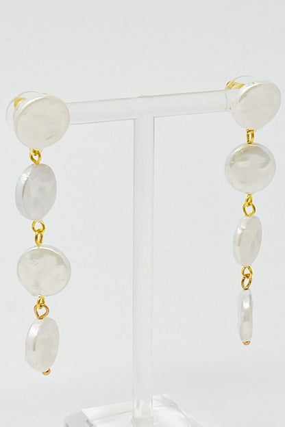 18k Gold In Napoli Shell Pearl Drop Earrings - Elegant and Iridescent