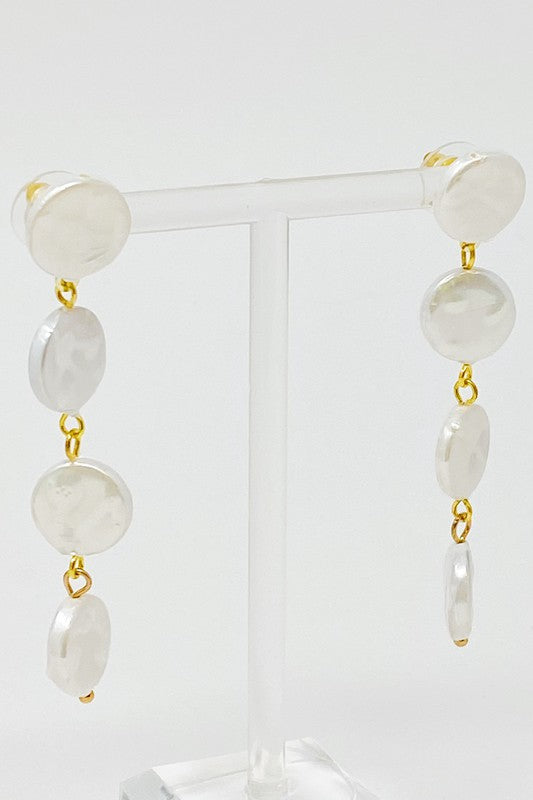 18k Gold In Napoli Shell Pearl Drop Earrings - Elegant and Iridescent