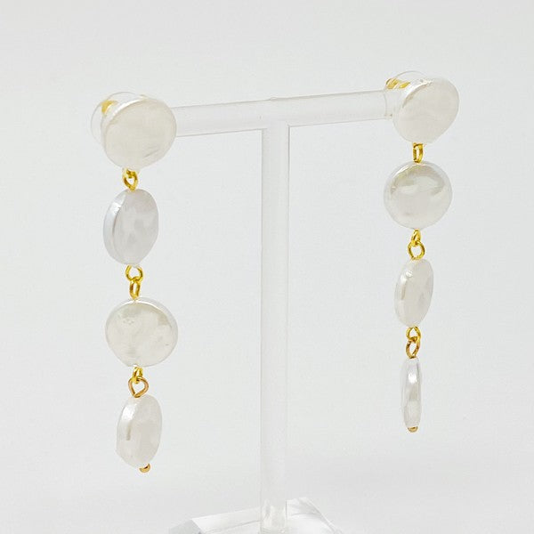 18k Gold In Napoli Shell Pearl Drop Earrings - Elegant and Iridescent