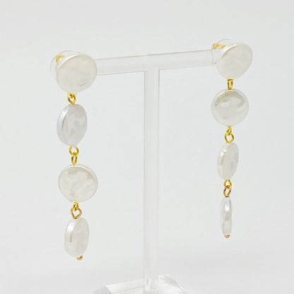 18k Gold In Napoli Shell Pearl Drop Earrings - Elegant and Iridescent