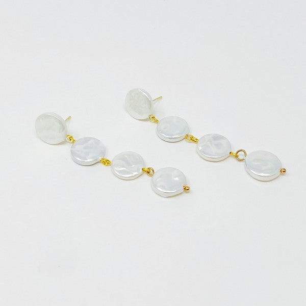 18k Gold In Napoli Shell Pearl Drop Earrings - Elegant and Iridescent