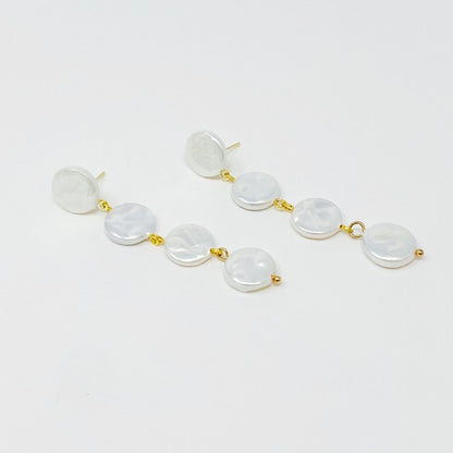 18k Gold In Napoli Shell Pearl Drop Earrings - Elegant and Iridescent