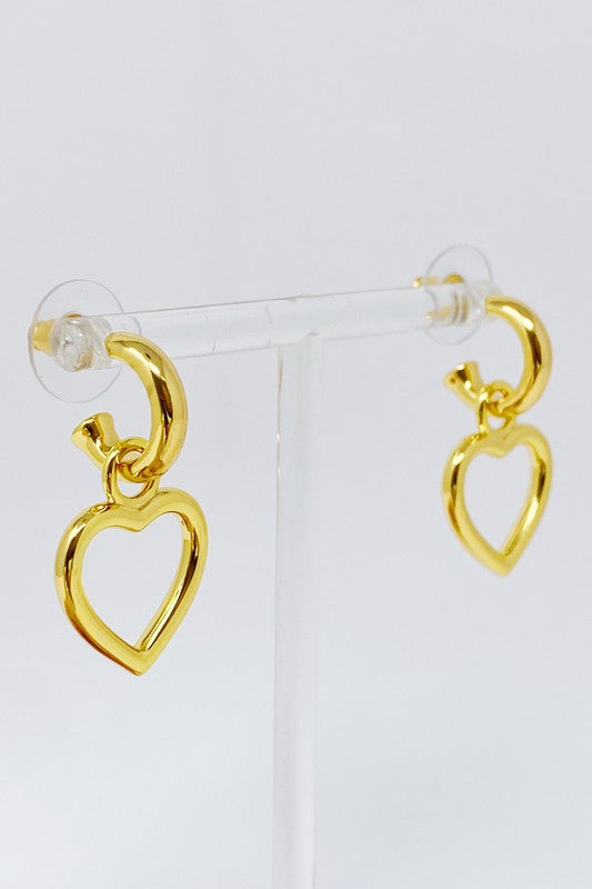 Valentine's Day 14k Gold Heart Drop Earrings - Show Your Love with Trendy Milan Design