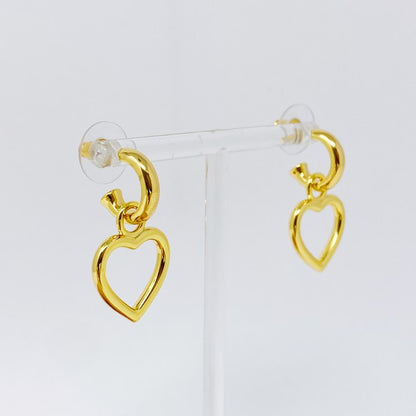 Valentine's Day 14k Gold Heart Drop Earrings - Show Your Love with Trendy Milan Design