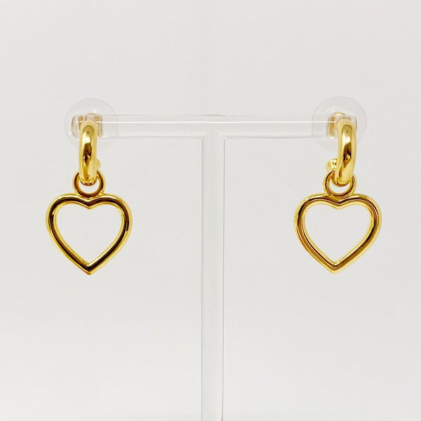 Valentine's Day 14k Gold Heart Drop Earrings - Show Your Love with Trendy Milan Design