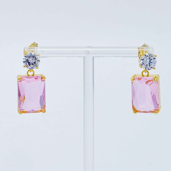 Castle Jewel Earrings: Glamorous Statement Earrings with Baguette-Cut Jewel