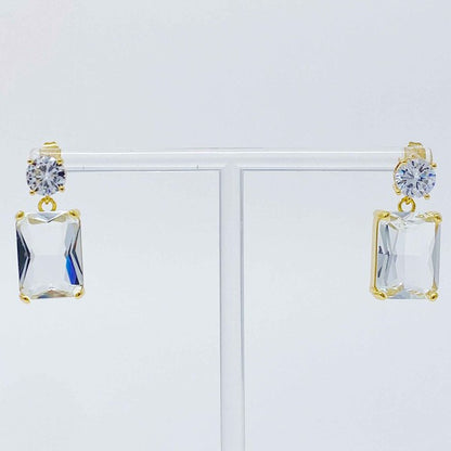 Castle Jewel Earrings: Glamorous Statement Earrings with Baguette-Cut Jewel