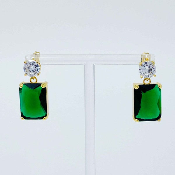 Castle Jewel Earrings: Glamorous Statement Earrings with Baguette-Cut Jewel