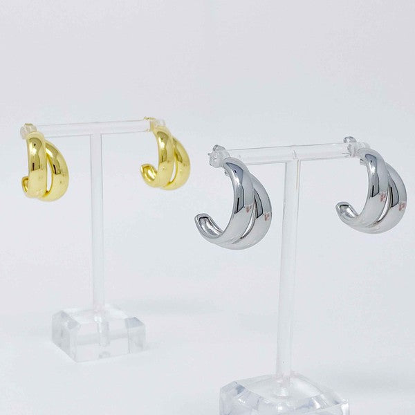 18K Gold Lean On Me Hoop Earrings - Chic and Edgy Style for Everyday