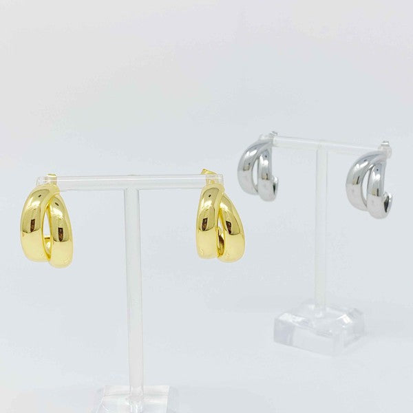 18K Gold Lean On Me Hoop Earrings - Chic and Edgy Style for Everyday