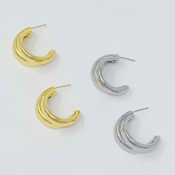 18K Gold Lean On Me Hoop Earrings - Chic and Edgy Style for Everyday