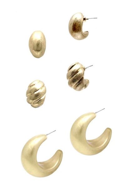 Perfect Mix Hoop Earrings - Set of 3 Pairs: Small Studs, Large Hoops