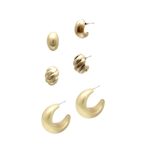 Perfect Mix Hoop Earrings - Set of 3 Pairs: Small Studs, Large Hoops