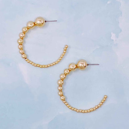 Gradation Bauble Hoop Earrings - Stylish and Comfy Jewelry with Large and Small Beads