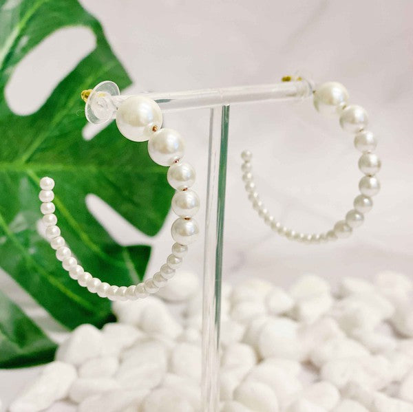 Gradation Bauble Hoop Earrings - Stylish and Comfy Jewelry with Large and Small Beads