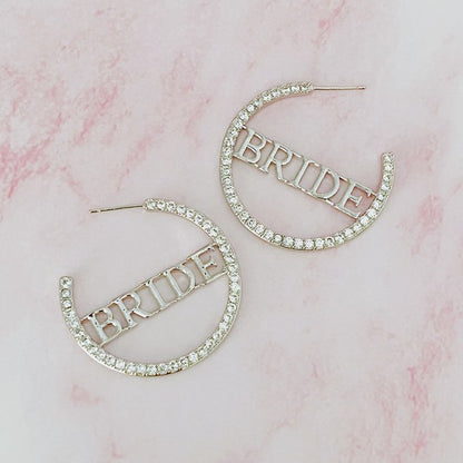 Bride Shines Hoop Earrings - Elegant Silver Hoops with Subtle Sparkle Engraving