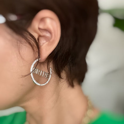 Bride Shines Hoop Earrings - Elegant Silver Hoops with Subtle Sparkle Engraving