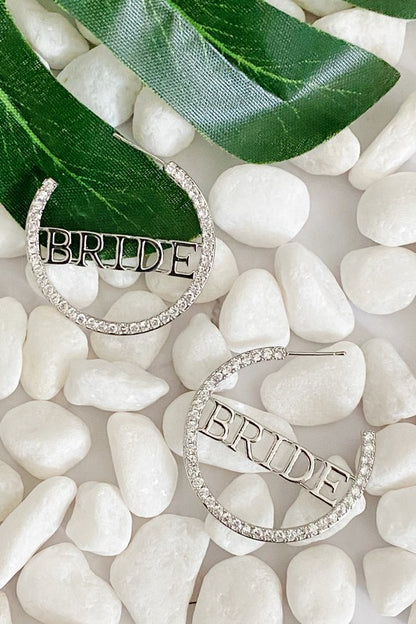 Bride Shines Hoop Earrings - Elegant Silver Hoops with Subtle Sparkle Engraving