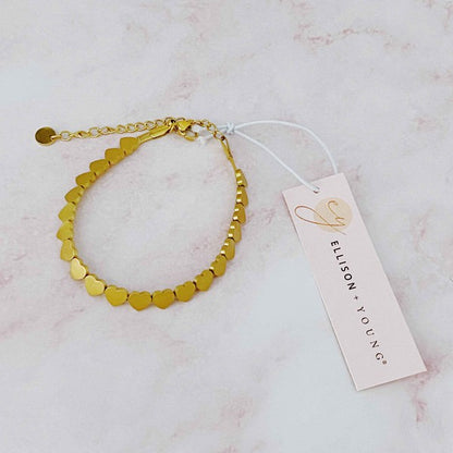 18K Gold Mini Hearts Bracelet: Elegant and Timeless Layered Look