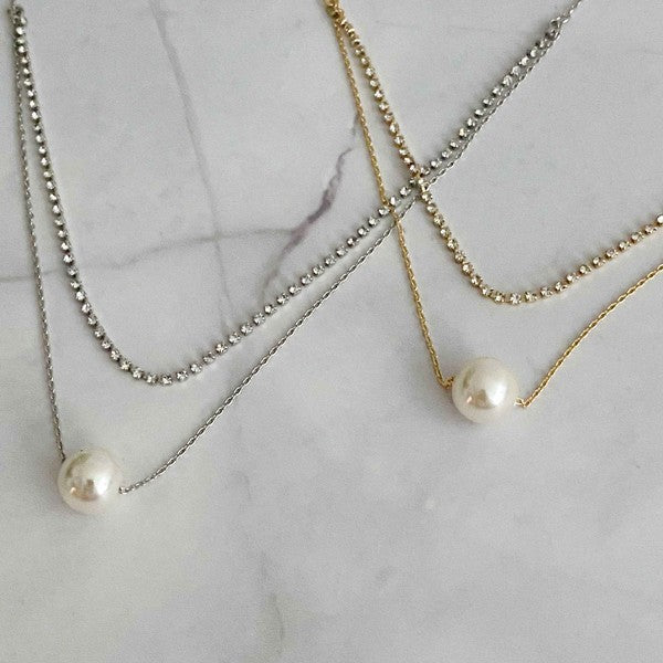 18K Gold Pearl Necklace - Dainty Layered Accessory for Any Occasion!