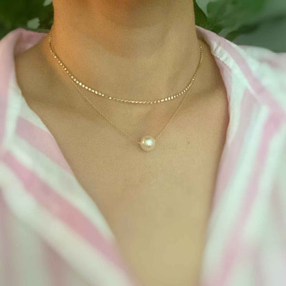 18K Gold Pearl Necklace - Dainty Layered Accessory for Any Occasion!