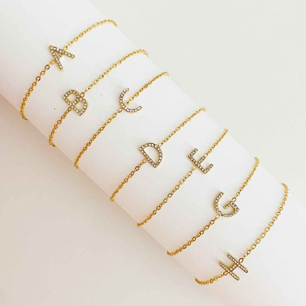 Dainty Sparkle Initial Bracelet