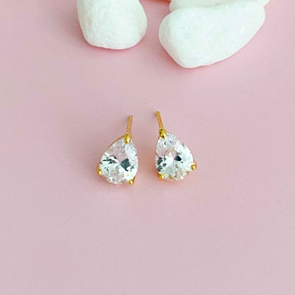 18k Gold Teardrop Stud Earrings - Elegant and Classy Jewelry for Everyday Sophistication