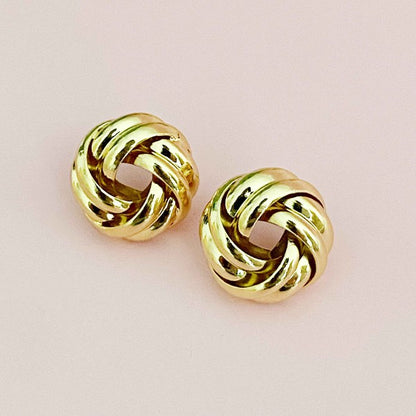 Knotted Elegance Earrings - Polished Gold, Silver Plated Finish, Sophisticated and Elegant