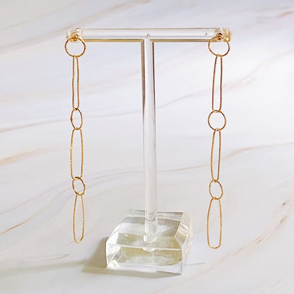 Dangle Dainty Chain Earrings - Gold-Plated Drop Design for Chic Style and All-Day Comfort