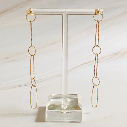 Dangle Dainty Chain Earrings - Gold-Plated Drop Design for Chic Style and All-Day Comfort