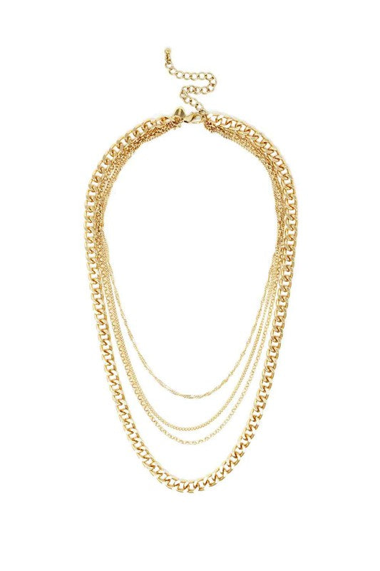 Quad Squad Chain Link Necklace - Perfectly Layered with 4 Chains for Stylish Harmony!