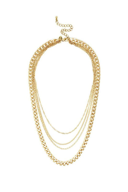 Quad Squad Chain Link Necklace - Perfectly Layered with 4 Chains for Stylish Harmony!