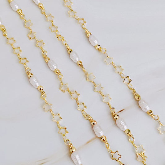 18K Gold Mini Pearl Mini Star Necklace - Delicate and Versatile Jewelry for Any Outfit