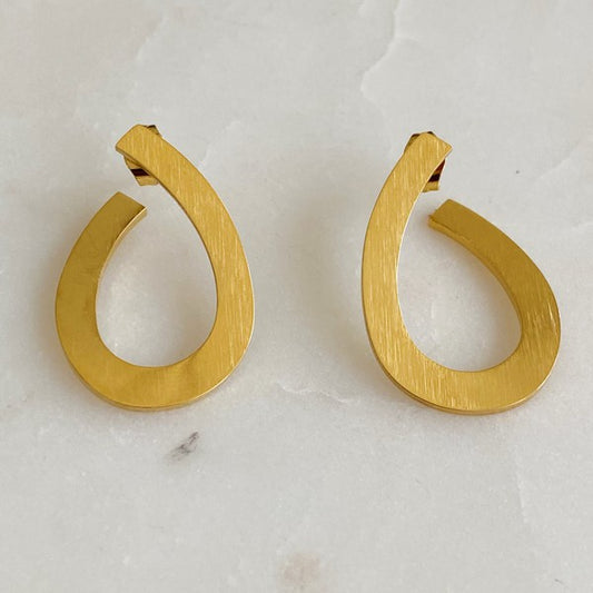 Never Met Ever Hoop Earrings - Curved Design with Brushed Finish for a Stylish Statement