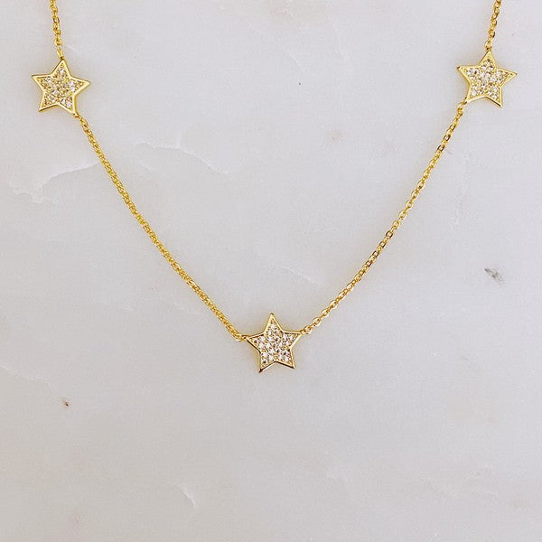 18K Gold Stars In Greek Island Necklace - Sparkling and Delicate