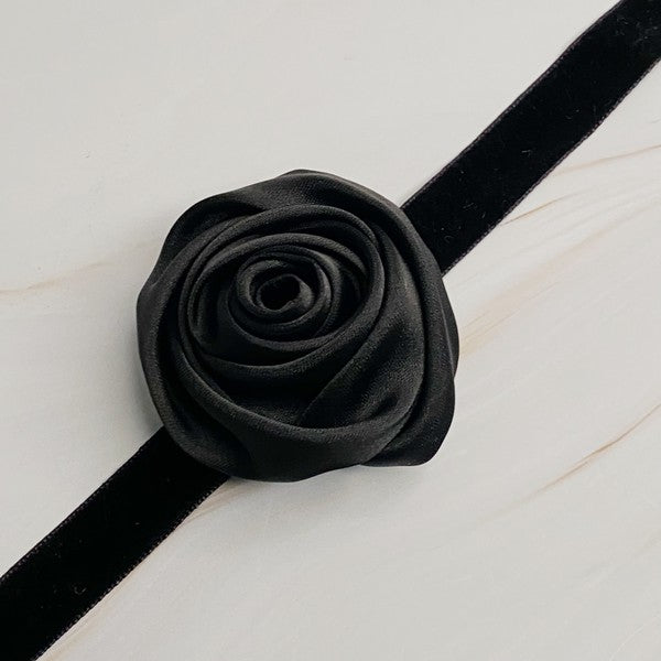 Satin Rose Velvet Sash Necklace - Handmade with Detail and Versatility