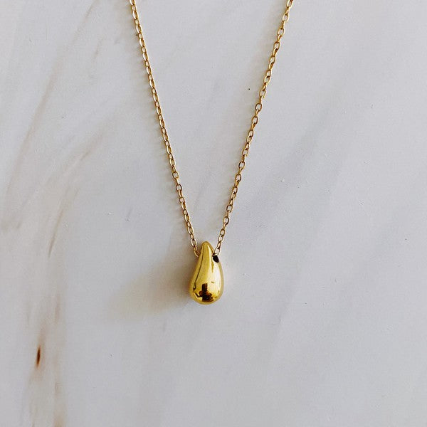 18K Gold Mini Teardrop Pendant Necklace - Stylishly Understated