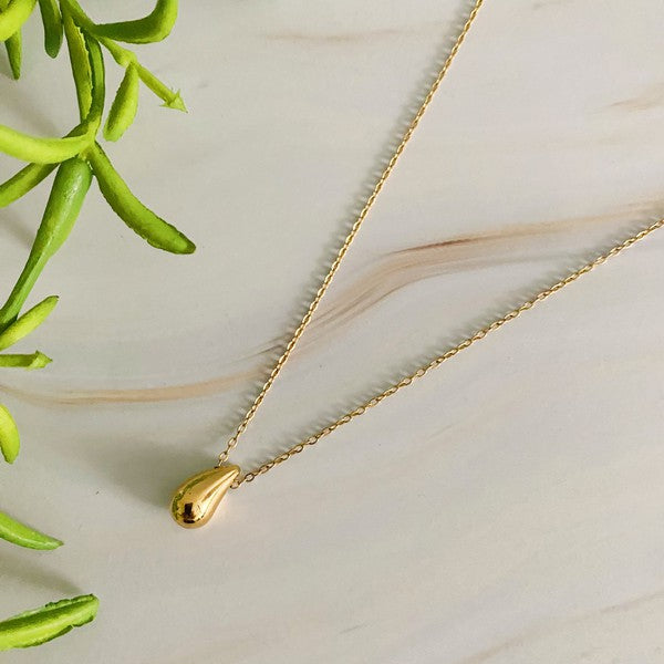 18K Gold Mini Teardrop Pendant Necklace - Stylishly Understated