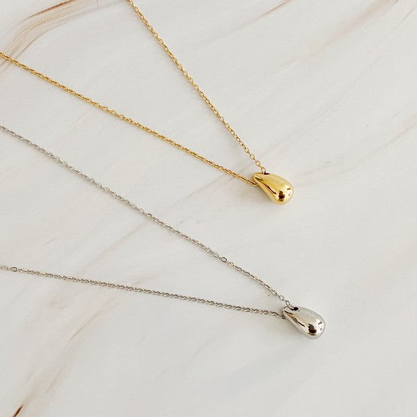 18K Gold Mini Teardrop Pendant Necklace - Stylishly Understated